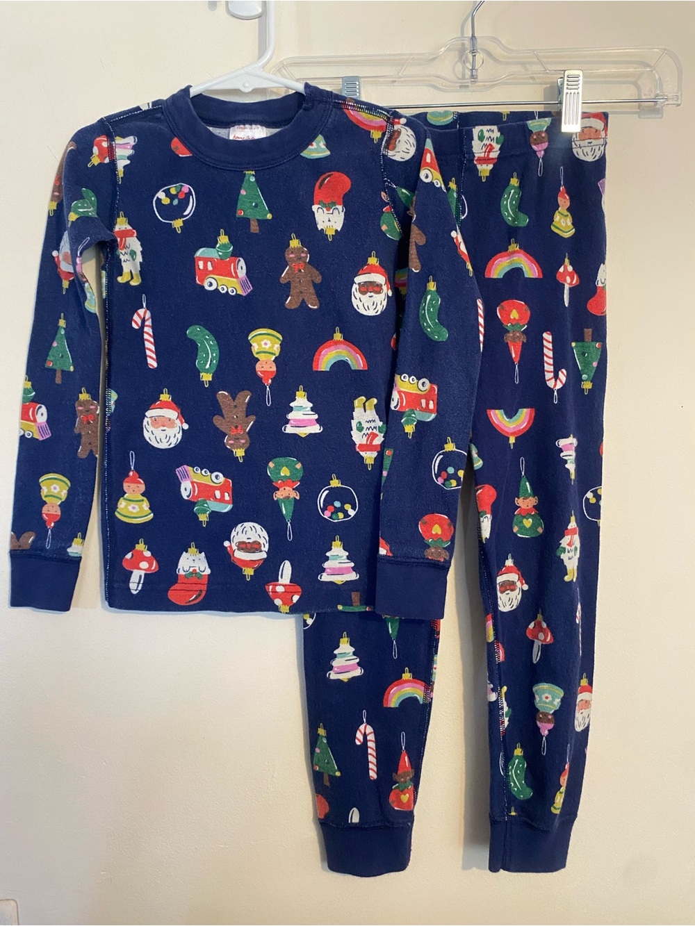 Hanna Andersson Christmas Pajama set size 120 / 6-7 Holiday tree gingerbread
